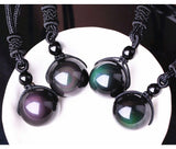 Black Obsidian Rainbow Eye Ball Necklace - Fashion Proline