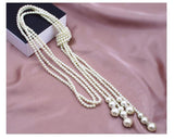 125cm Double Knot Pearl Long Necklace - Fashion Proline