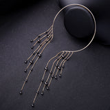 Black Beads Hyperbole Long Tassel Necklace - Fashion Proline