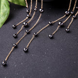 Black Beads Hyperbole Long Tassel Necklace - Fashion Proline