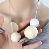 Wood Ball Natural Stone Necklace For Women - Fashion Proline