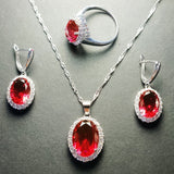 Gemstones Ring Earrings Necklace Sapphire Ruby - Fashion Proline