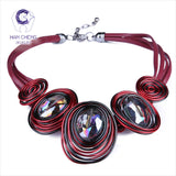 New Leather Rope Created Crystal Wire Necklace - Fashion Proline