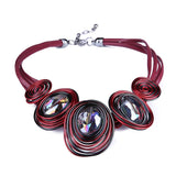New Leather Rope Created Crystal Wire Necklace - Fashion Proline