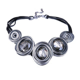 New Leather Rope Created Crystal Wire Necklace - Fashion Proline