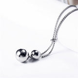 Stainless steel long bead necklace - Fashion Proline