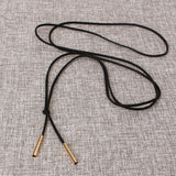 Black Leather Necklace Long Tassel Gold Color - Fashion Proline