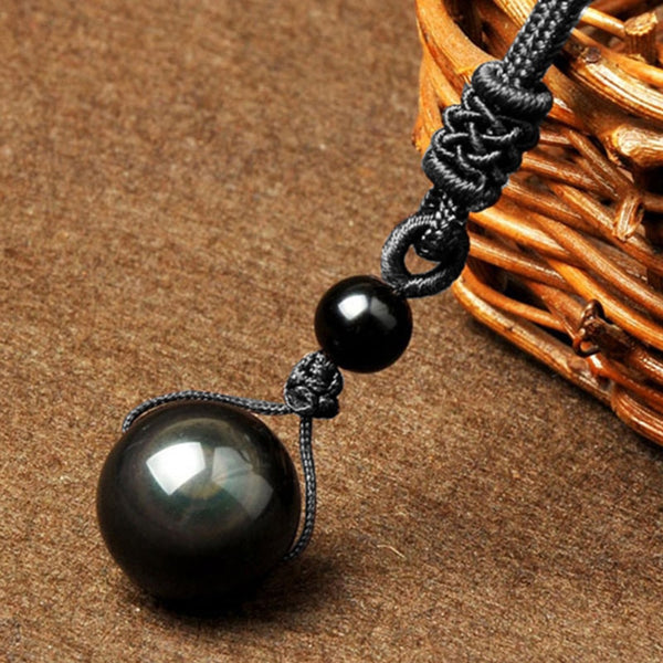 Black Obsidian Rainbow Eye Ball Necklace - Fashion Proline
