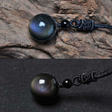Black Obsidian Rainbow Eye Ball Necklace - Fashion Proline