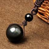 Black Obsidian Rainbow Eye Ball Necklace - Fashion Proline