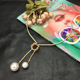Alloy Torques Simulated Pearl Long Pendant - Fashion Proline
