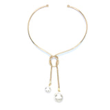 Alloy Torques Simulated Pearl Long Pendant - Fashion Proline