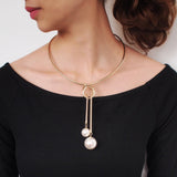 Alloy Torques Simulated Pearl Long Pendant - Fashion Proline