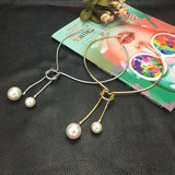 Alloy Torques Simulated Pearl Long Pendant - Fashion Proline