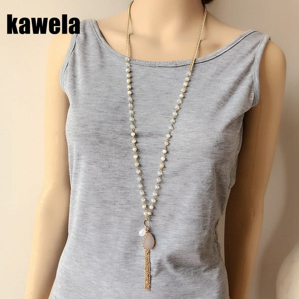 Long Beaded Pink Charm Pendant - Fashion Proline