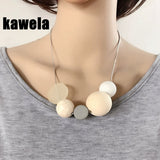 Wood Ball Natural Stone Necklace For Women - Fashion Proline