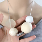 Wood Ball Natural Stone Necklace For Women - Fashion Proline