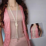125cm Double Knot Pearl Long Necklace - Fashion Proline
