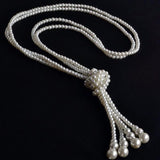 125cm Double Knot Pearl Long Necklace - Fashion Proline