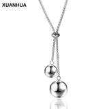 Stainless steel long bead necklace - Fashion Proline