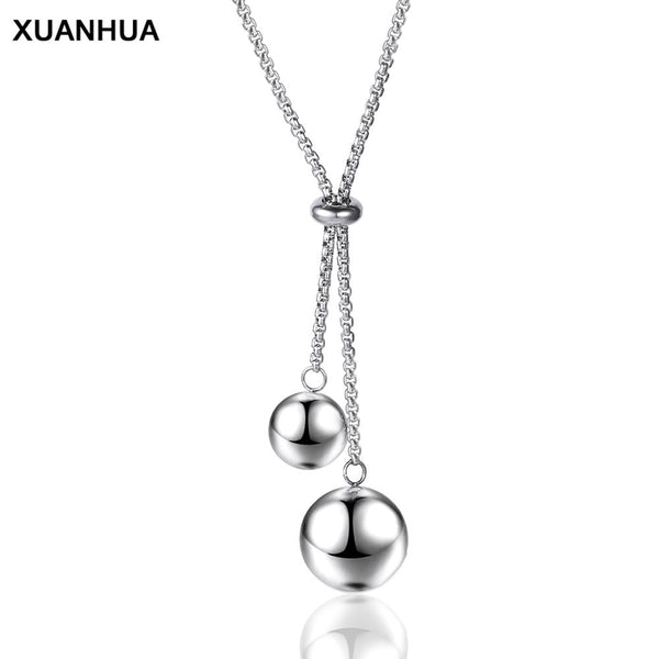 Stainless steel long bead necklace - Fashion Proline